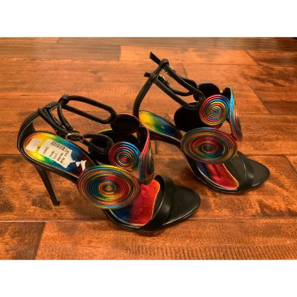 Alexandre Birman Rainbow Spiral Strappy Heels, Size 7.5...